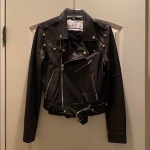 Doma studded leather moto jacket